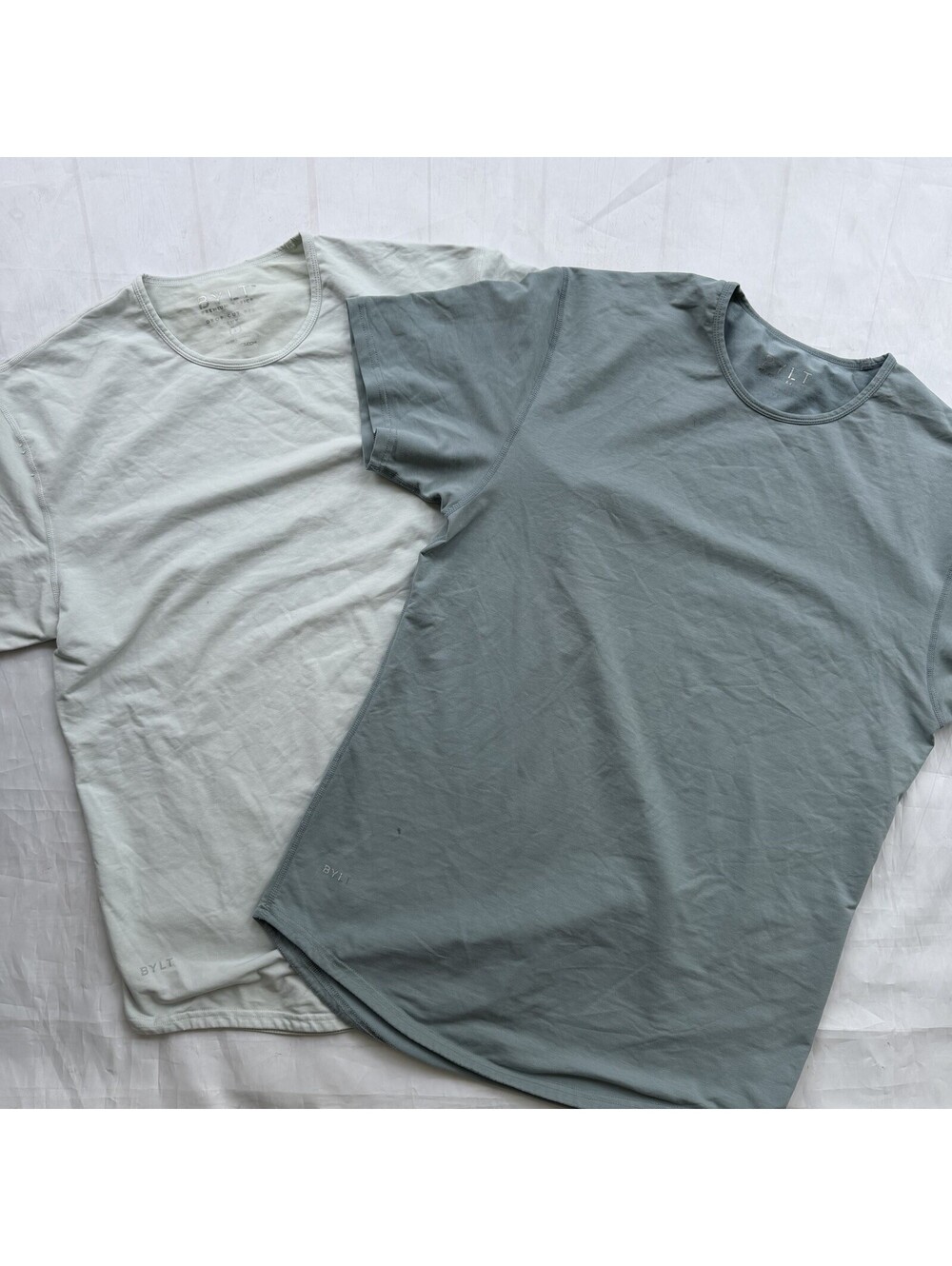 BYLT Basics Drop-Cut LUX Shirt Lot of 2 Men’s Large Green Short Sleeve Tees Blue